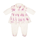 Macaco Vestido Beb Glamour - Branco e Orqudea- Zig Mundi