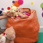 Puff Organizador Infantil para Bichos de Pelcia Laranja