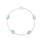 Pulseira Quatro Zircnias Azul Piscina Em Prata